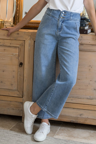 PQ Collection Wide Leg Jeans - Light Denim - allaboutagirl