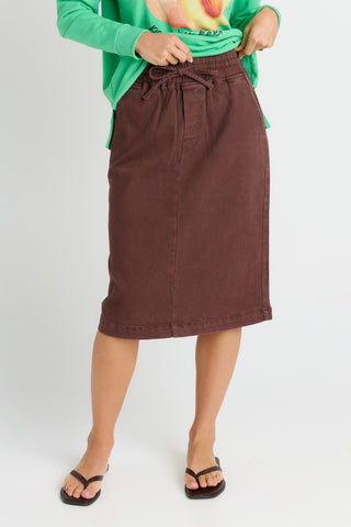 Quinn Cotton Skirt- Chocolate Brown - BB8606-CHOC - All About A Girl