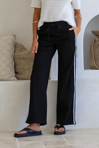 Weekender Racing Stripe Pants - Black/White