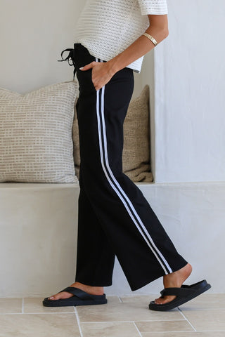 Weekender Racing Stripe Pants - Black/White