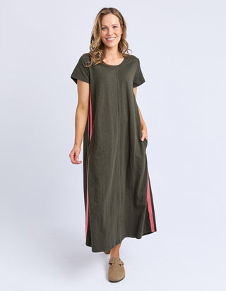 Recovery Dress - Dark Khaki With Coral