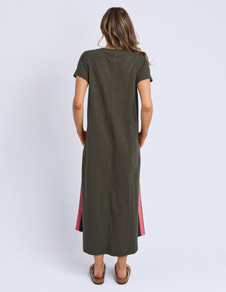 Recovery Dress - Dark Khaki With Coral