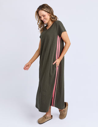 Recovery Dress - Dark Khaki With Coral