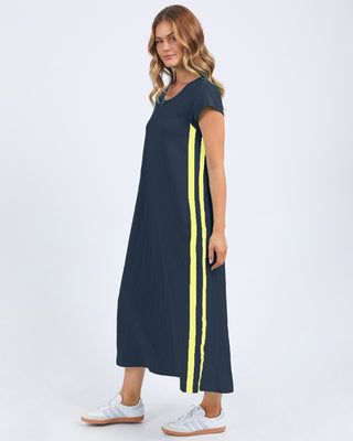 Recovery Short Sleeve Dress - Navy With Neon Lemon