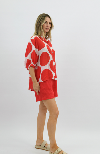Worthier The Label Coco Linen Shirt Red - Photo 2 | AAAG