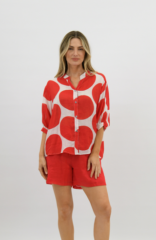 Worthier The Label Coco Linen Shirt Red - Photo 5 | AAAG