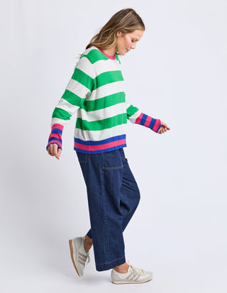 Reggie Long Sleeve Knit - Green/White Stripe - 8177025.GRN - All About A Girl