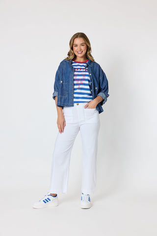 Rhode Island Stripe Tee - Azure/White - 49837 - All About A Girl