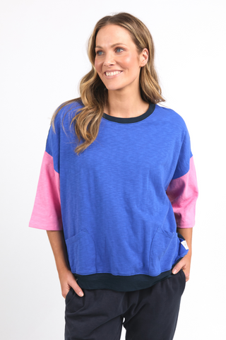 Colour Block Mazie Sweatshirt - Royal Blue/Pink