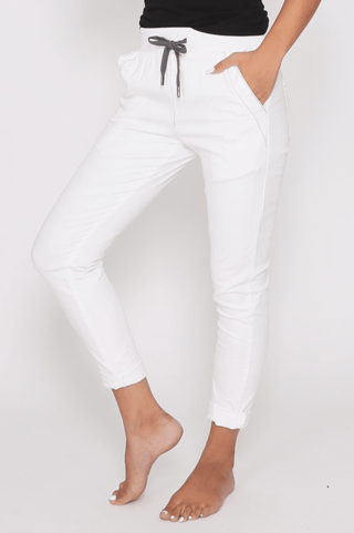 Riley Joggers - White -  - All About A Girl