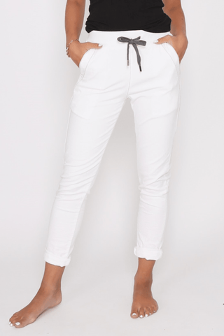 Riley Joggers - White -  - All About A Girl