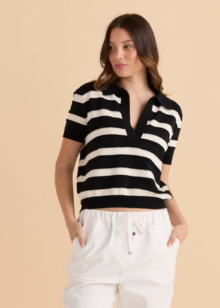 Salford Knit Polo - Cream/Black - BB4089 Cream/Black - All About A Girl