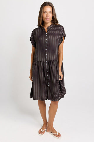 Sandy Dress - Brown Stripe - BB8638-BRS - All About A Girl