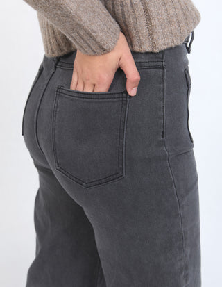 Sarah Wide Leg Jeans - Washed Black