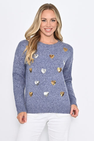 Sequin Heart Knit - Navy - W410 - 5 - allaboutagirl