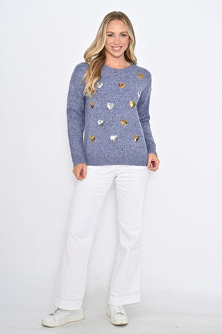 Sequin Heart Knit - Navy - W410 - 5 - allaboutagirl