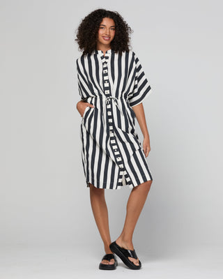 Shiri Shirt Dress - Mono Stripe - SS26DR42-01 - All About A Girl