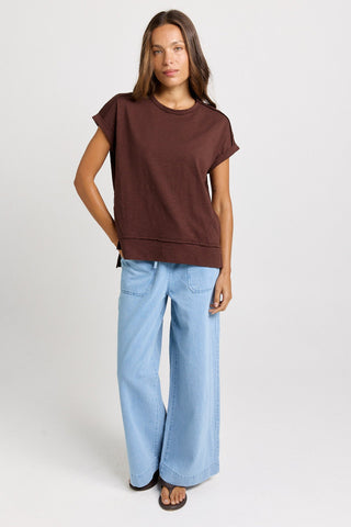 Shirley Short Sleeve Tee Shirt - Chocolate - BB1094-CHO - All About A Girl