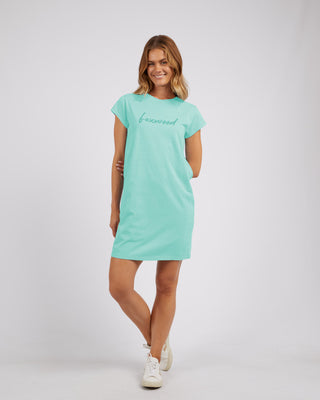 Signature Embroidery Tee Dress - Neon Mint