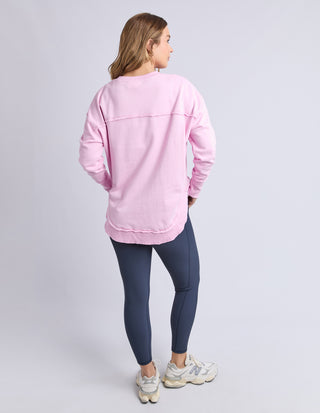 Simplified Metallic Sweatshirt - Bright Pink