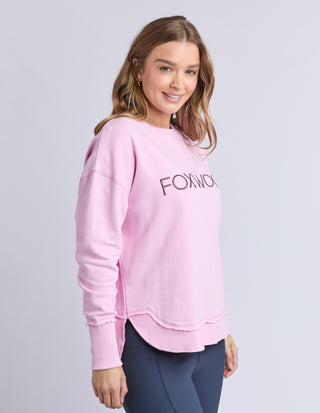 Simplified Metallic Sweatshirt - Bright Pink
