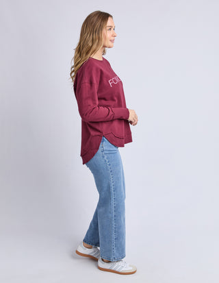 Simplified Metallic Sweatshirt - Port
