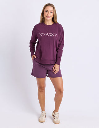 Simplified Metallic Sweatshirt - Plum - 55X0215.PLUM - All About A Girl