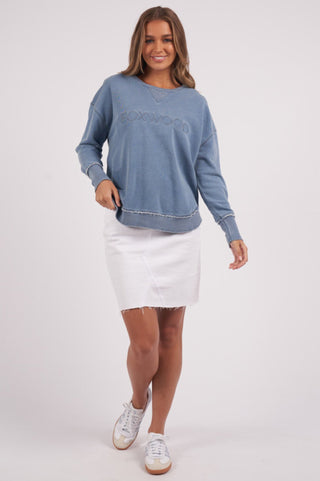 Simplified Washed Sweatshirt - Blue - 55X0128.BLU - allaboutagirl