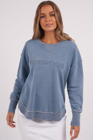 Simplified Washed Sweatshirt - Blue - 55X0128.BLU - allaboutagirl