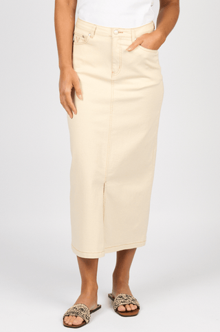 Slim Mid Length Skirt - Bone - 7056 - All About A Girl