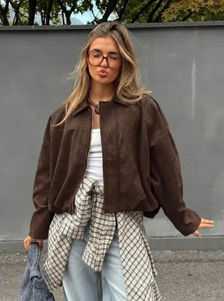 Yuzu Suede Bomber - Chocolate