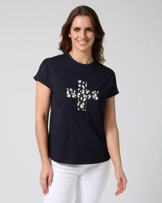Soho Tee Leopard Cross - Deep Navy