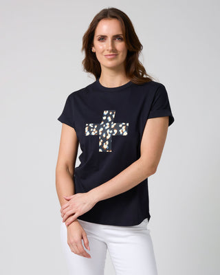 Soho Tee Leopard Cross - Deep Navy