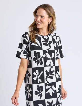 Splice Dress - Black/White Print - 8169073.BLK - All About A Girl