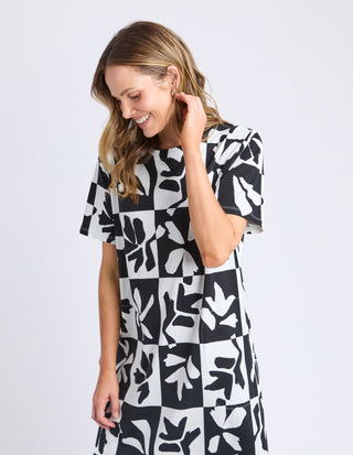 Splice Dress - Black/White Print - 8169073.BLK - All About A Girl
