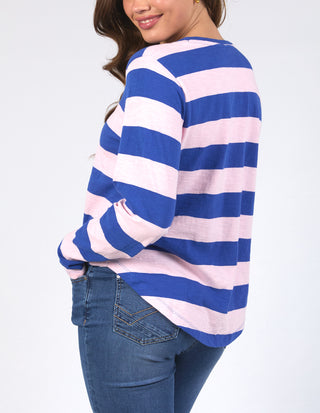 Spritz Stripe Long Sleeve Tee - French Blue/Pale Pink
