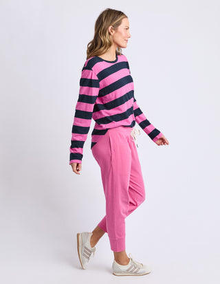 Spritz Stripe Long Sleeve Tee - Hot Pink/Navy