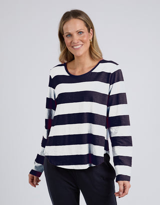 Spritz Stripe Long Sleeve Tee - Navy