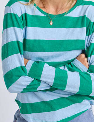 Spritz Stripe Long Sleeve Tee - Turquoise/Light Blue
