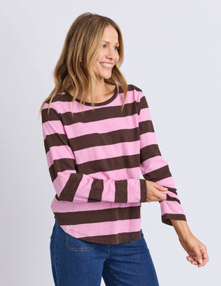 Spritz Stripe Long Sleeve Tee - Coffee - 81X4418.COF - All About A Girl