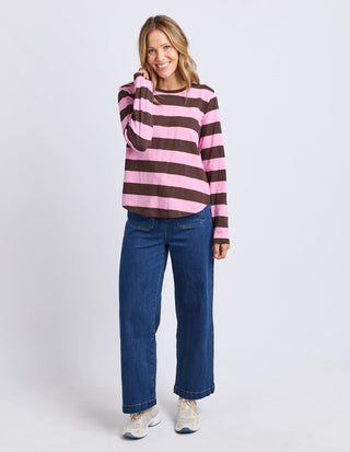Spritz Stripe Long Sleeve Tee - Coffee - 81X4418.COF - All About A Girl