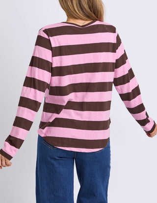 Spritz Stripe Long Sleeve Tee - Coffee - 81X4418.COF - All About A Girl