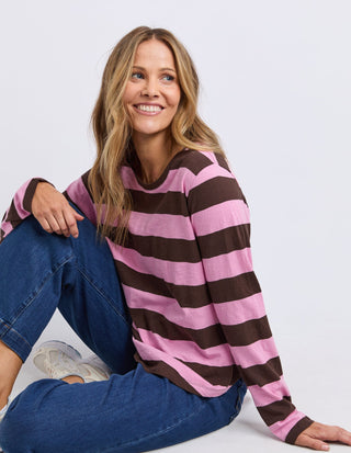Spritz Stripe Long Sleeve Tee - Coffee - 81X4418.COF - All About A Girl