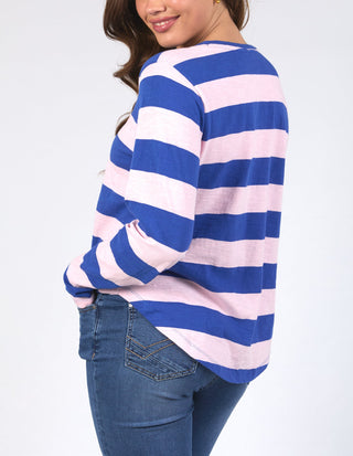 Spritz Stripe Long Sleeve Tee - French Blue/Pale Pink - 81X4418.FRB - All About A Girl