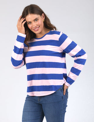Spritz Stripe Long Sleeve Tee - French Blue/Pale Pink - 81X4418.FRB - All About A Girl