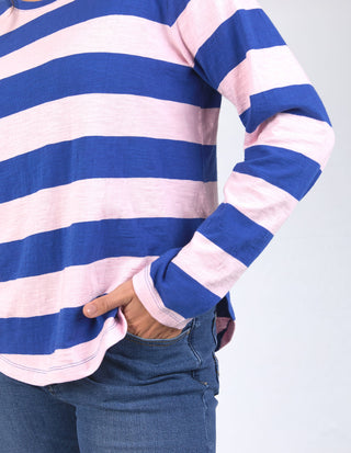 Spritz Stripe Long Sleeve Tee - French Blue/Pale Pink - 81X4418.FRB - All About A Girl