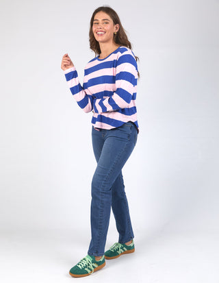 Spritz Stripe Long Sleeve Tee - French Blue/Pale Pink - 81X4418.FRB - All About A Girl