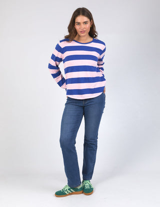 Spritz Stripe Long Sleeve Tee - French Blue/Pale Pink - 81X4418.FRB - All About A Girl