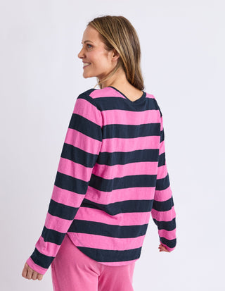 Spritz Stripe Long Sleeve Tee - Hot Pink/Navy - 81X4418.HPNK - All About A Girl
