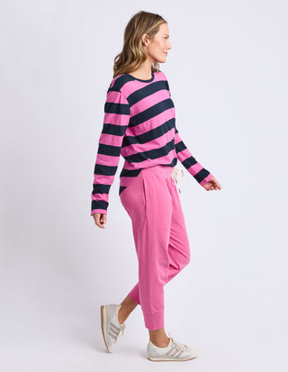Spritz Stripe Long Sleeve Tee - Hot Pink/Navy - 81X4418.HPNK - All About A Girl